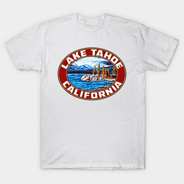 Lake Tahoe California Sand Harbor Nevada Boating Skiing T-Shirt by TravelTime